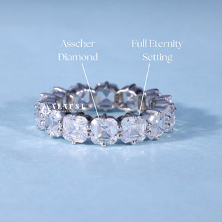 Asscher Moissanite Diamond Full Eternity Wedding Band