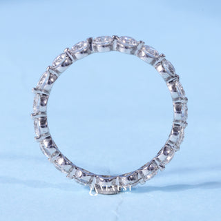 Round Moissanite Diamond Full Eternity Bar Pave Wedding Band