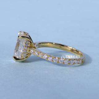 1.50CT Oval Cut Moissanite Diamond Hidden Halo Pave Engagement Ring