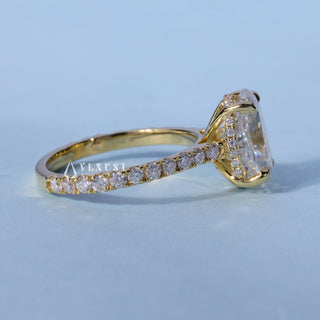 1.50CT Oval Cut Moissanite Diamond Hidden Halo Pave Engagement Ring