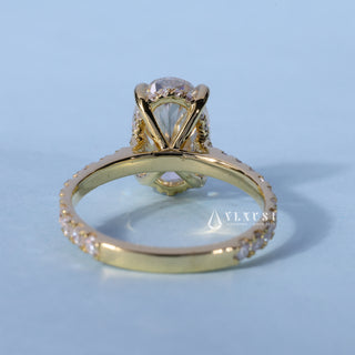 1.50CT Oval Cut Moissanite Diamond Hidden Halo Pave Engagement Ring