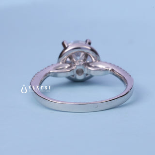 1.0CT Round Moissanite Diamond Halo Pave Engagement Ring