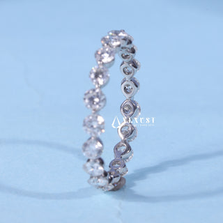 Round Moissanite Diamond Full Eternity Bar Pave Wedding Band