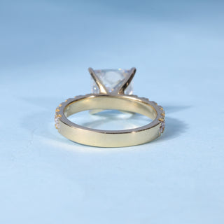 2.0CT Princess Moissanite Diamond Pave Engagement Rings