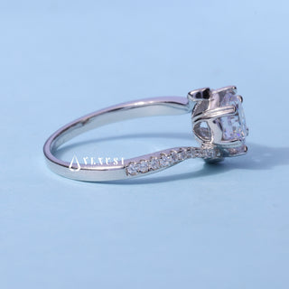 1.0CT Round Cut Moissanite Diamond Tension Style Pave Engagement Ring