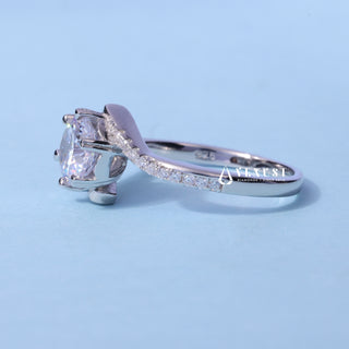 1.0CT Round Cut Moissanite Diamond Tension Style Pave Engagement Ring