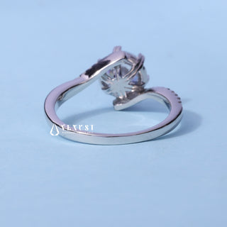 1.0CT Round Cut Moissanite Diamond Tension Style Pave Engagement Ring