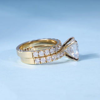 2.0ct Princess Moissanite Diamond Pave Engagement Ring With Wedding Band