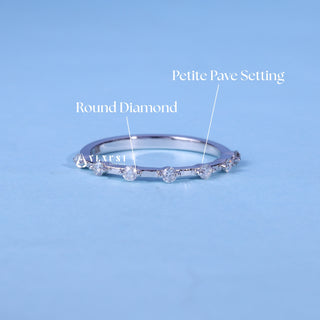 Round Moissanite Diamond Petite Pave Wedding Band