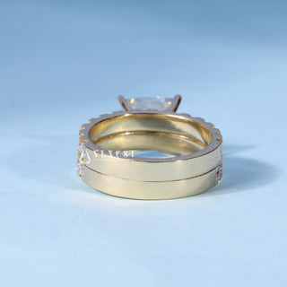 2.0ct Princess Moissanite Diamond Pave Engagement Ring With Wedding Band