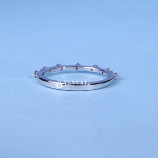 Round Moissanite Diamond Petite Pave Wedding Band