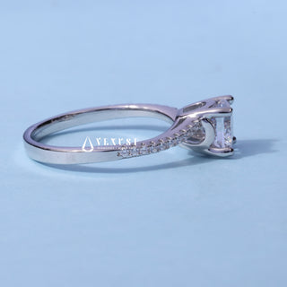 0.50CT Round Moissanite Diamond Tension Style Pave Engagement Ring