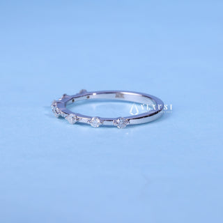 Round Moissanite Diamond Petite Pave Wedding Band