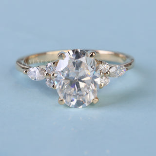 1.50CT Oval Cut Moissanite Diamond Cluster Engagement Ring
