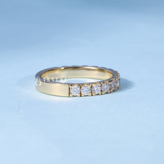 Round Cut Half Eternity Pave Moissanite Diamond Wedding Band