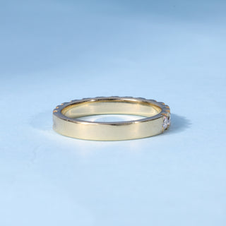 Round Cut Half Eternity Pave Moissanite Diamond Wedding Band