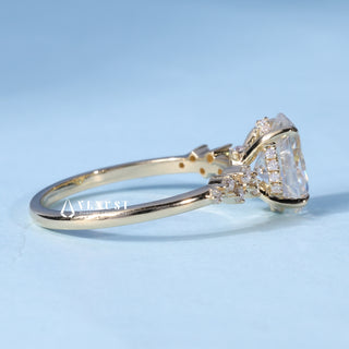 2.0CT Oval Cut Moissanite Diamond Hidden Halo Cluster Engagement Ring