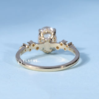 2.0CT Oval Cut Moissanite Diamond Hidden Halo Cluster Engagement Ring
