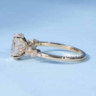 2.0CT Oval Cut Moissanite Diamond Hidden Halo Cluster Engagement Ring