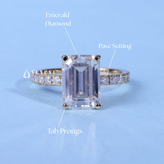 1.50CT Emerald Cut Moissanite Diamond Pave Engagement Ring