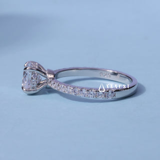 1.0CT Round Cut Moissanite Diamond Hidden Halo Pave Engagement Ring