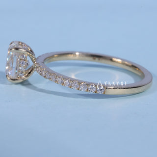 1.0CT Oval Cut Moissanite Diamond Pave Engagement Ring
