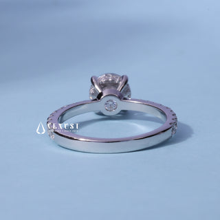 1.0CT Round Cut Moissanite Diamond Hidden Halo Pave Engagement Ring