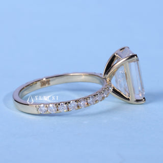 1.50CT Emerald Cut Moissanite Diamond Pave Engagement Ring