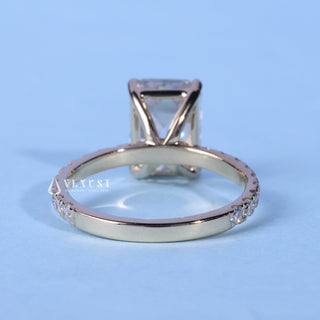 1.50CT Emerald Cut Moissanite Diamond Pave Engagement Ring