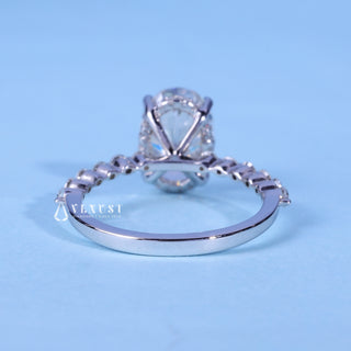 2.0CT Oval Cut Moissanite Diamond Hidden Halo Pave Engagement Ring
