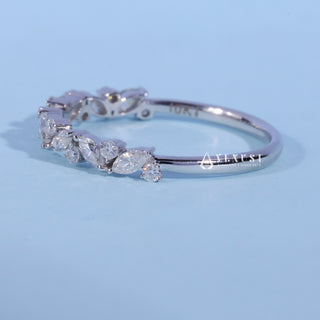 Round And Marquise Moissanite Diamond Cluster Wedding Band