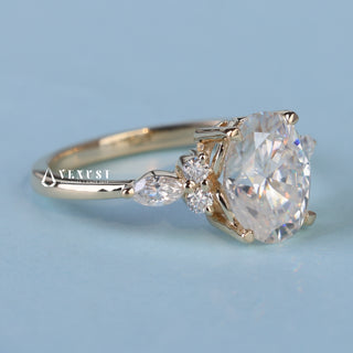 1.50CT Oval Cut Moissanite Diamond Cluster Engagement Ring