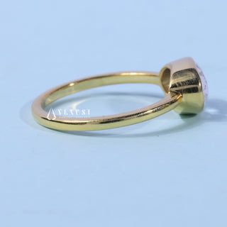 3.0CT Bezel Set Oval Moissanite Diamond East West Engagement Rings