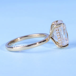 1.50CT Elongated Cushion Cut Moissanite Diamond Hidden Halo Solitaire Engagement Ring