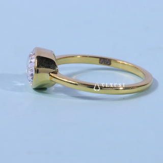 3.0CT Bezel Set Oval Moissanite Diamond East West Engagement Rings