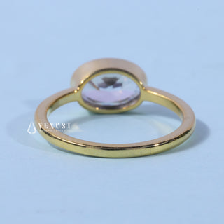 3.0CT Bezel Set Oval Moissanite Diamond East West Engagement Rings