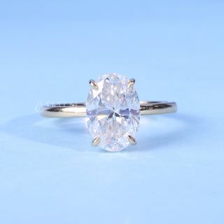 1.0CT Oval Cut Moissanite Diamond Hidden Halo Solitaire Engagement Ring