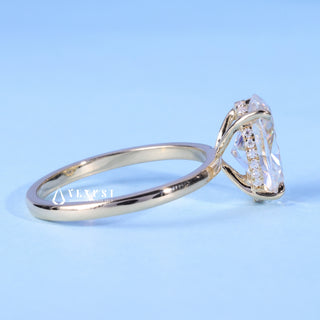 1.0CT Oval Cut Moissanite Diamond Hidden Halo Solitaire Engagement Ring