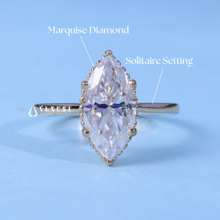 1.50CT Marquise Moissanite Diamond Cathedral Engagement Ring