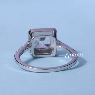 2.0CT Asscher Cut Moissanite Diamond Halo Pave Engagement Ring