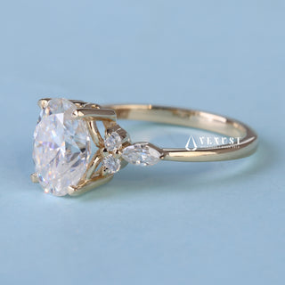 1.50CT Oval Cut Moissanite Diamond Cluster Engagement Ring