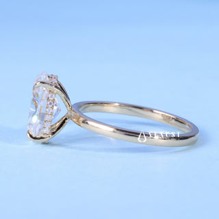 1.0CT Oval Cut Moissanite Diamond Hidden Halo Solitaire Engagement Ring