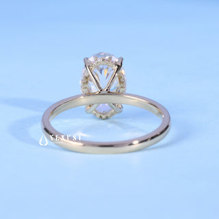 1.0CT Oval Cut Moissanite Diamond Hidden Halo Solitaire Engagement Ring