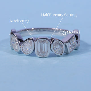 Bezel Set Moissanite Diamond Wedding Bands His And Hers