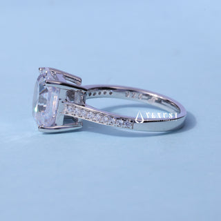 2.0CT Asscher Moissanite Diamond Channel Pave Engagement Ring