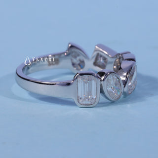 Bezel Set Moissanite Diamond Wedding Bands His And Hers