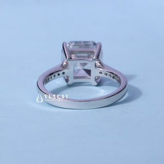 2.0CT Asscher Moissanite Diamond Channel Pave Engagement Ring