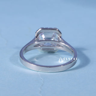 1.50CT Asscher Cut Moissanite Diamond Halo Split Shank Engagement Ring