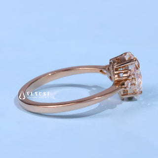 1.0CT Pear Cut Moissanite Diamond Cluster Engagement Ring