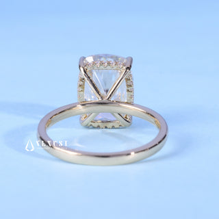 1.50CT Elongated Cushion Cut Moissanite Diamond Hidden Halo Solitaire Engagement Ring